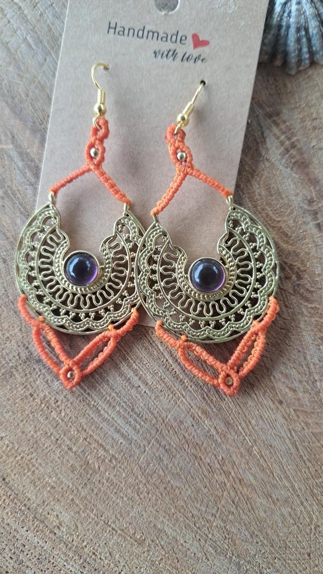 Boucles d'oreilles micro-macramé India