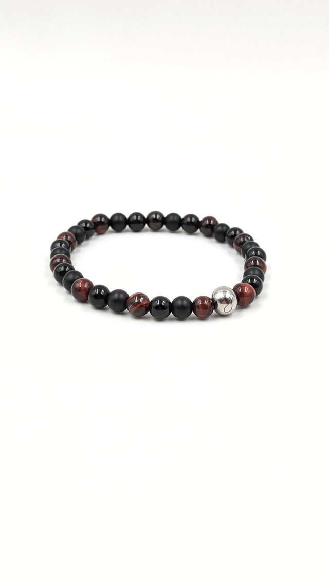 Bracelet Homme Clara Joia Oeil de Taureau Onyx Pierre de Lave