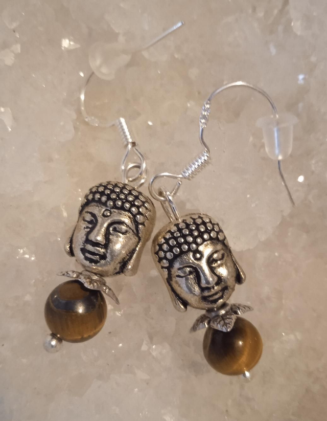 oeil de tigre (boucles d'oreilles "Bouddha") 