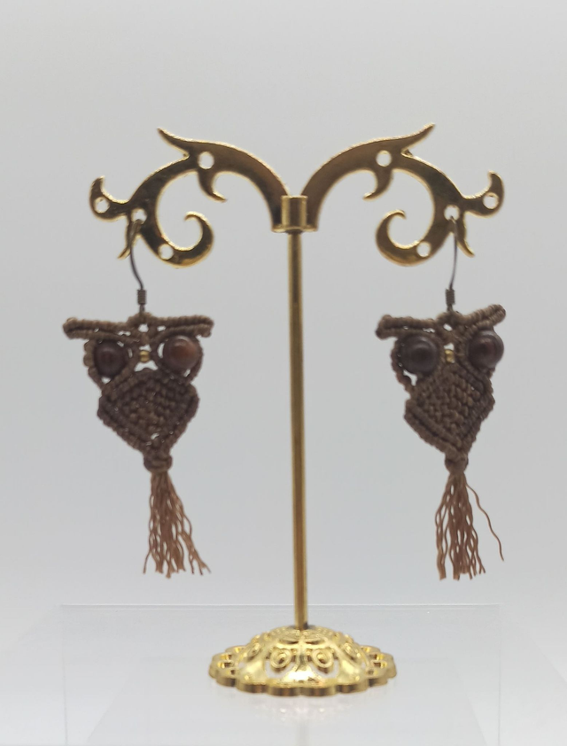 boucles d'oreilles chouettes marron clair