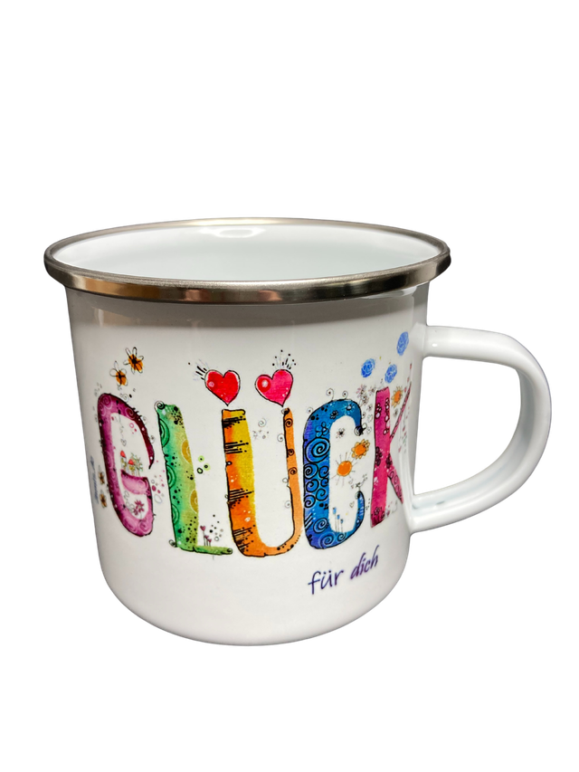 Emailletasse "Glück - für dich"