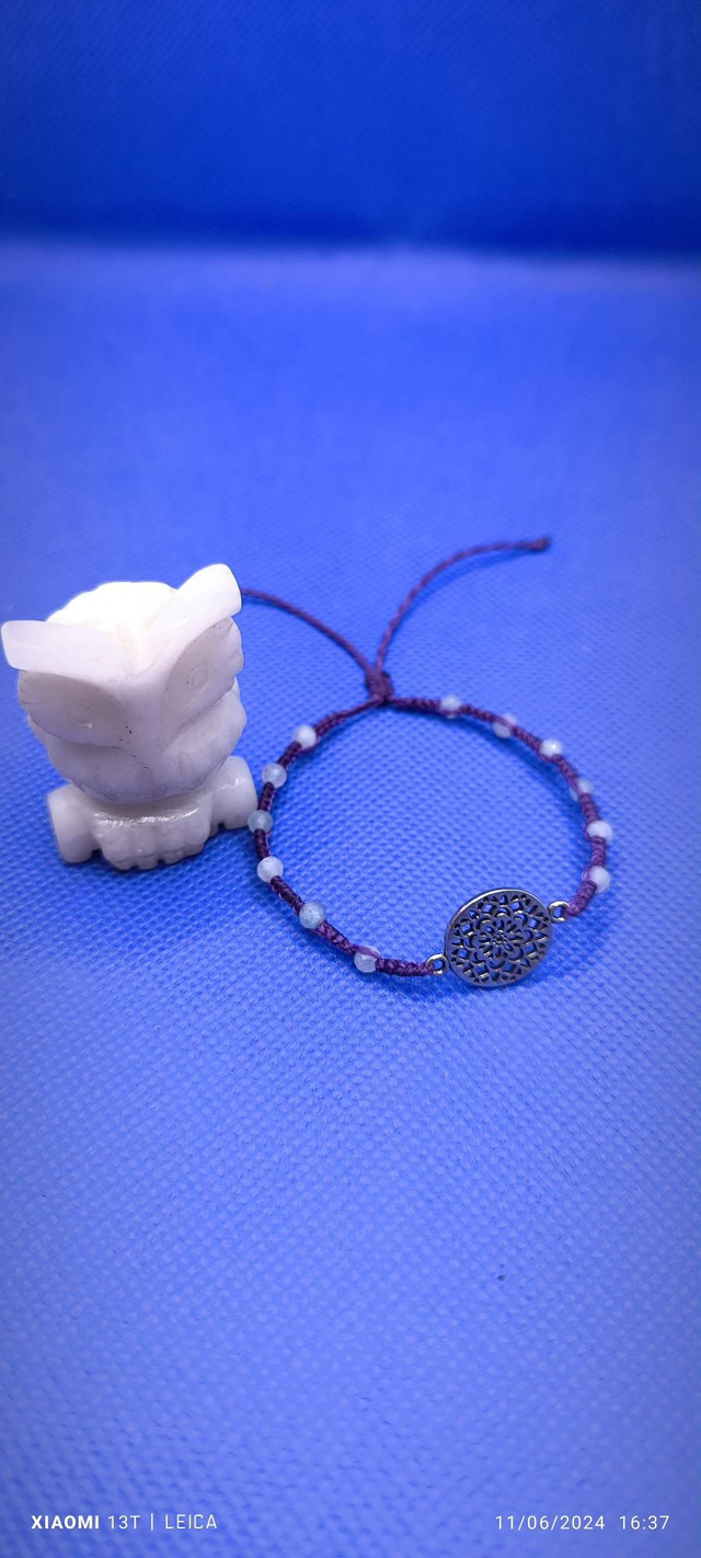 Bracelet violet chakra avec aquamarine