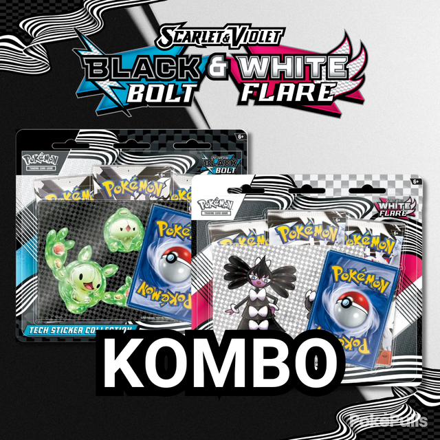 Pokémon TCG: SV10.5 Black Bolt & White Flare- Tech Sticker Collection KOMBO (julkaisu 1.8.2025) MAX 1 kpl/asiakas
