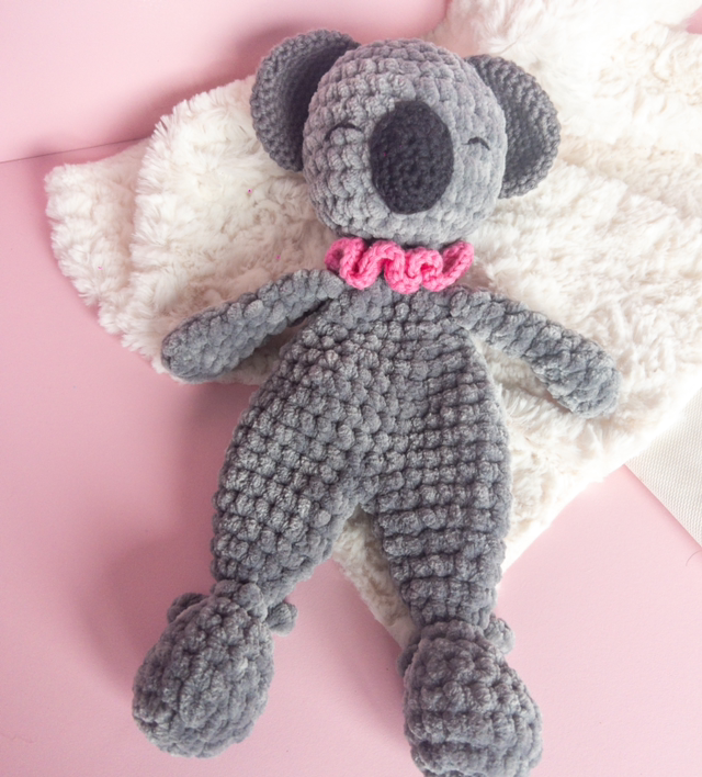 Doudou snuggler koala - collerette rose