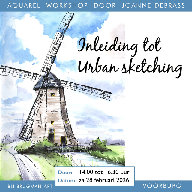 28-02-2026 van 14.00-16.30u  Inleiding tot Urban Sketching bij Brugman-Art, Voorburg