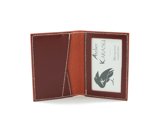 Porte-Cartes MADO Lie de Vin Fil Blanc