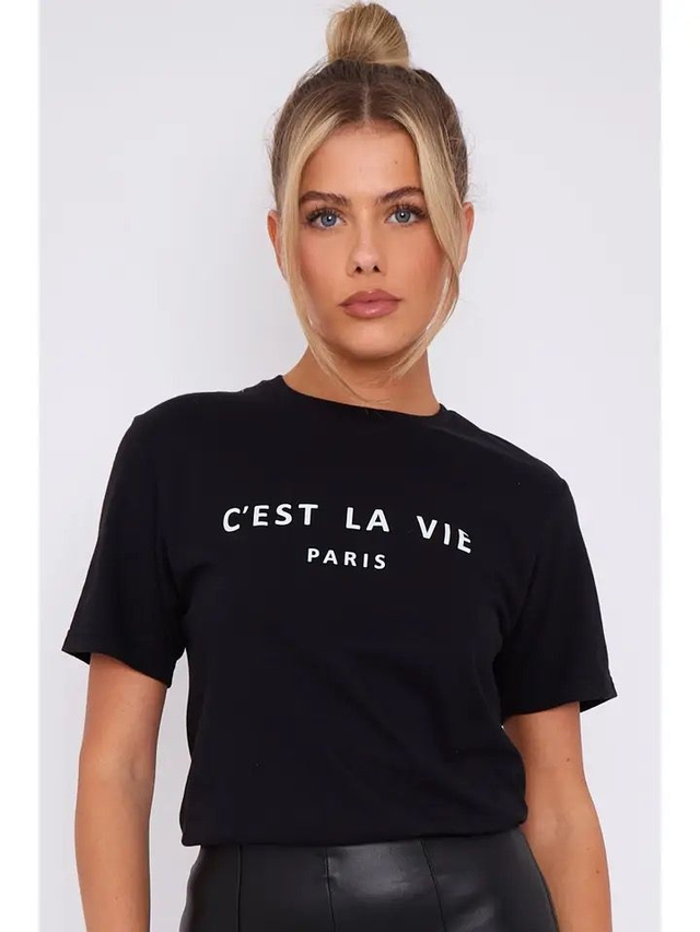 Aftershock London C'est La Vie Paris T-Shirt - Black