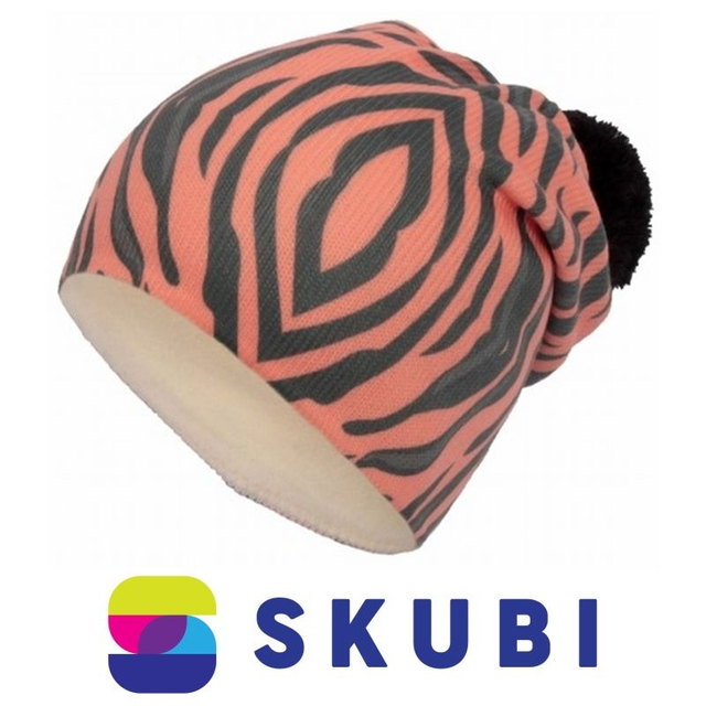 W258C Zimní čepice zebra s fleecem králík