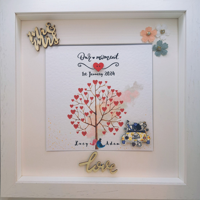 Personalised wedding and engagement frame. Handmade . Gift for Couples