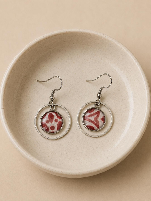 Boucles d'oreilles artisanales - modèle rond argent