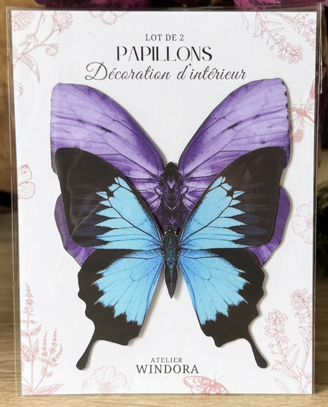 Lot de 2 Papillons Bleu-Violet | Décoratifs
