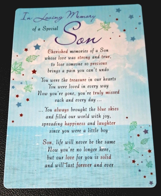 Graveside Immediate Family Verse Graveside, Memorial, Funeral, Remembrance, Cemetery Cards.