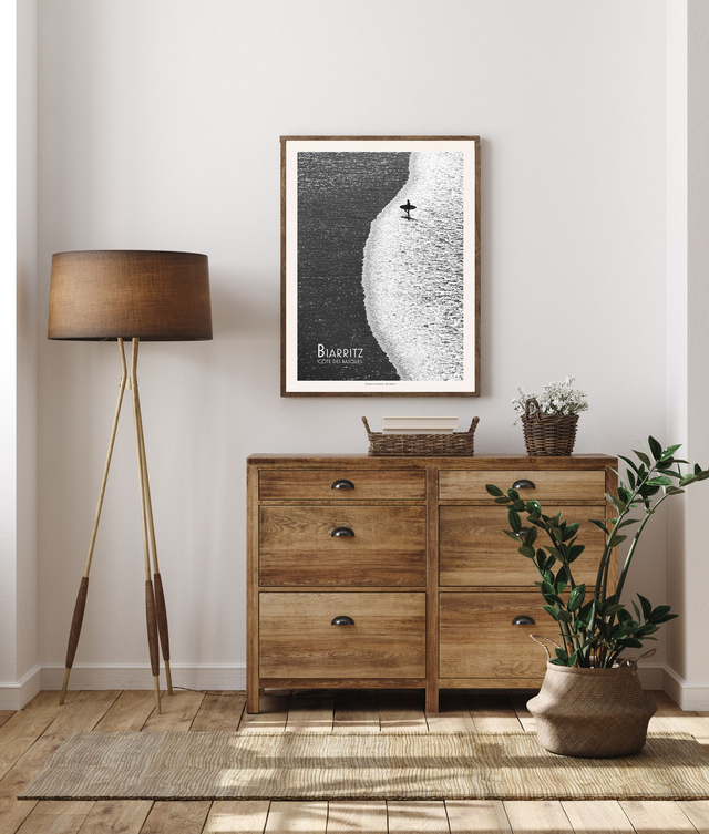 Affiche - Biarritz surf - La côte des basques- 30x40cm