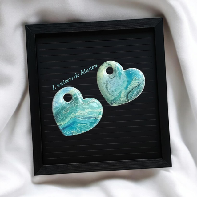 2 Pampilles coeur marbré (créoles interchangeables)  