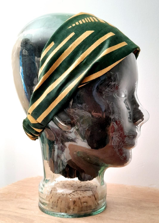 Bandeau plat wax vert/jaune 