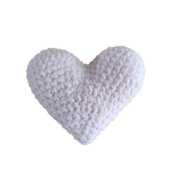 Cœur Crochet en Laine Chenille - Rose Poudré