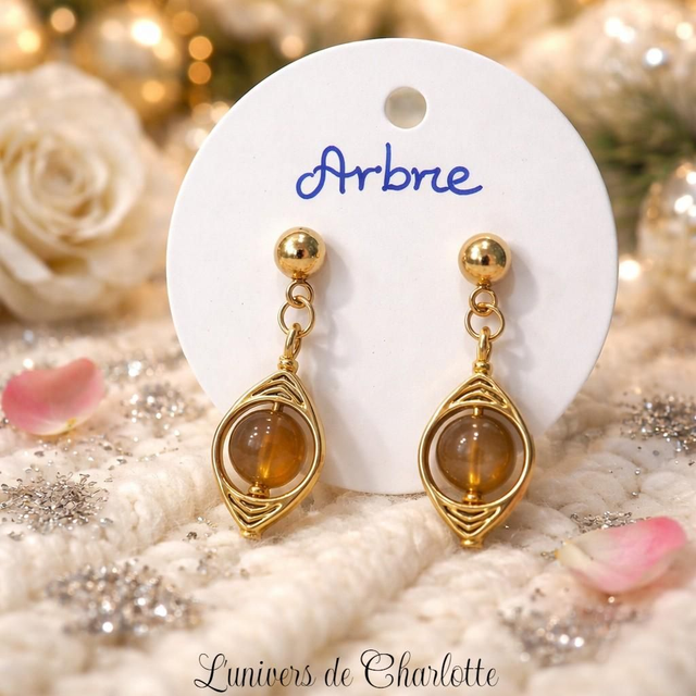 Boucles d'oreilles "Ambre" doré BO-201