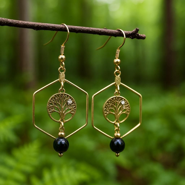 Boucles d'oreilles en shungite ~Ancrage &amp; Équilibre Énergétique