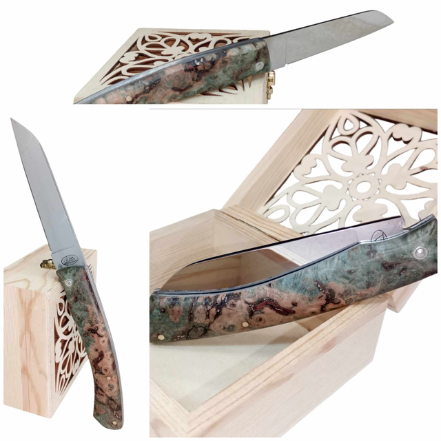 L&#039;Ambacien®™ polymiroir inox en Loupe de tilleul teinté stabilisé