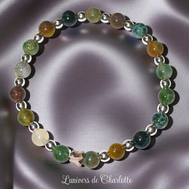 Bracelet "Agate indienne" - Perle 6 mm - REF68