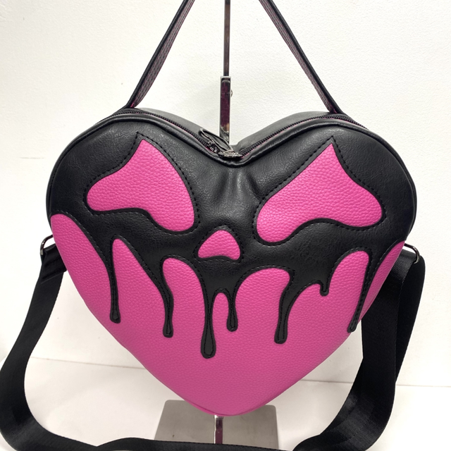 Pink Drippy Pumpkin Heart shaped crossbody Bag 