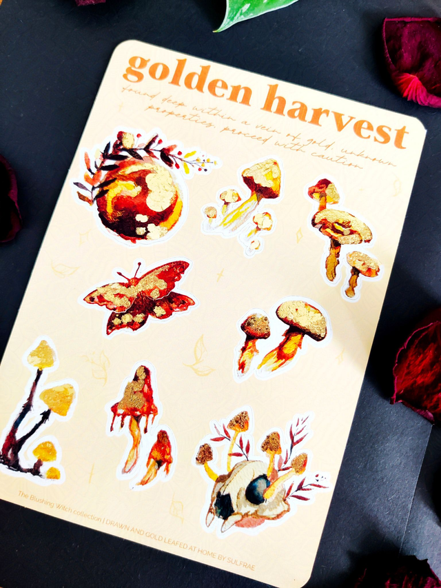 Golden Harvers Sticker sheet Waterproof GOLD FOIL