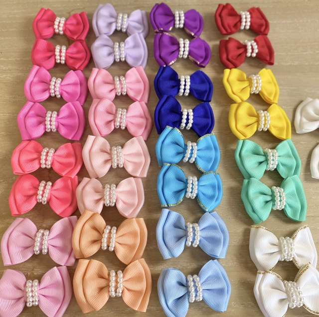 Petites barrettes brodée de perles 