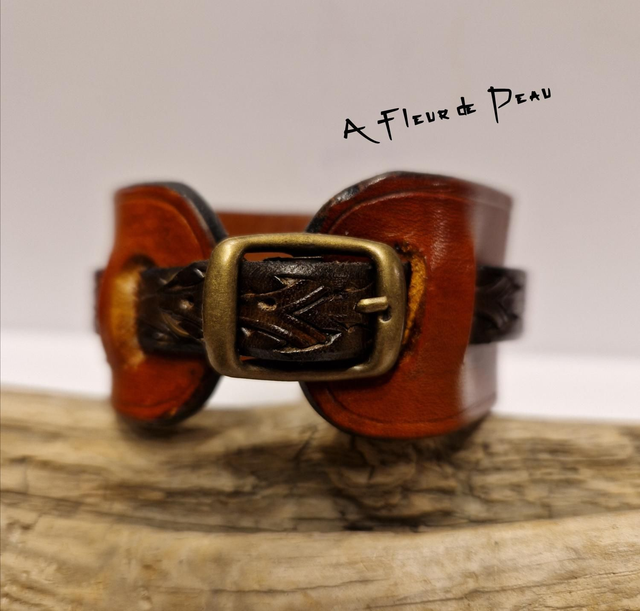 Bracelet cuir double lanières