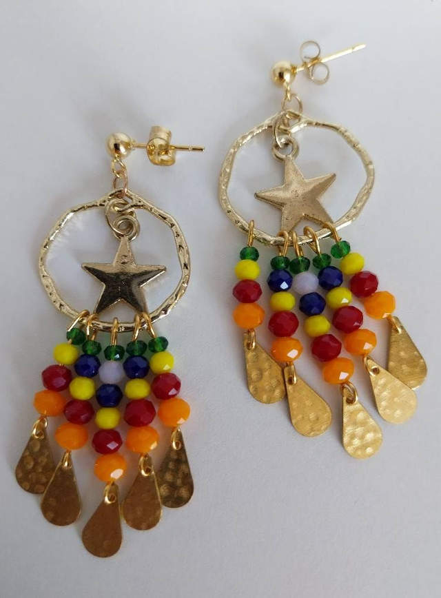 ✨Boucles d’oreilles &quot;bohème multicolores étoiles&quot;✨