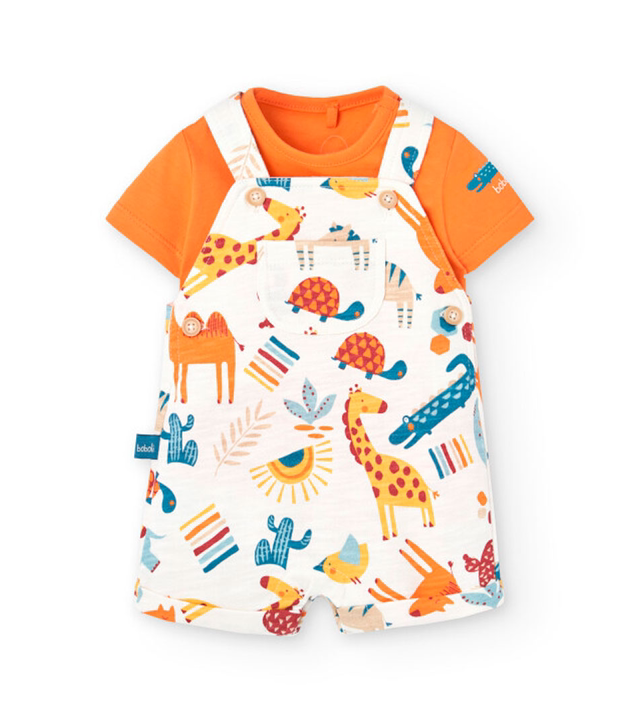 Boboli - set salopette safari e t-shirt