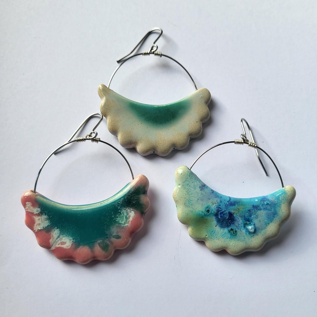 NEW - Frilly Hoop Earrings - 3 colourways available