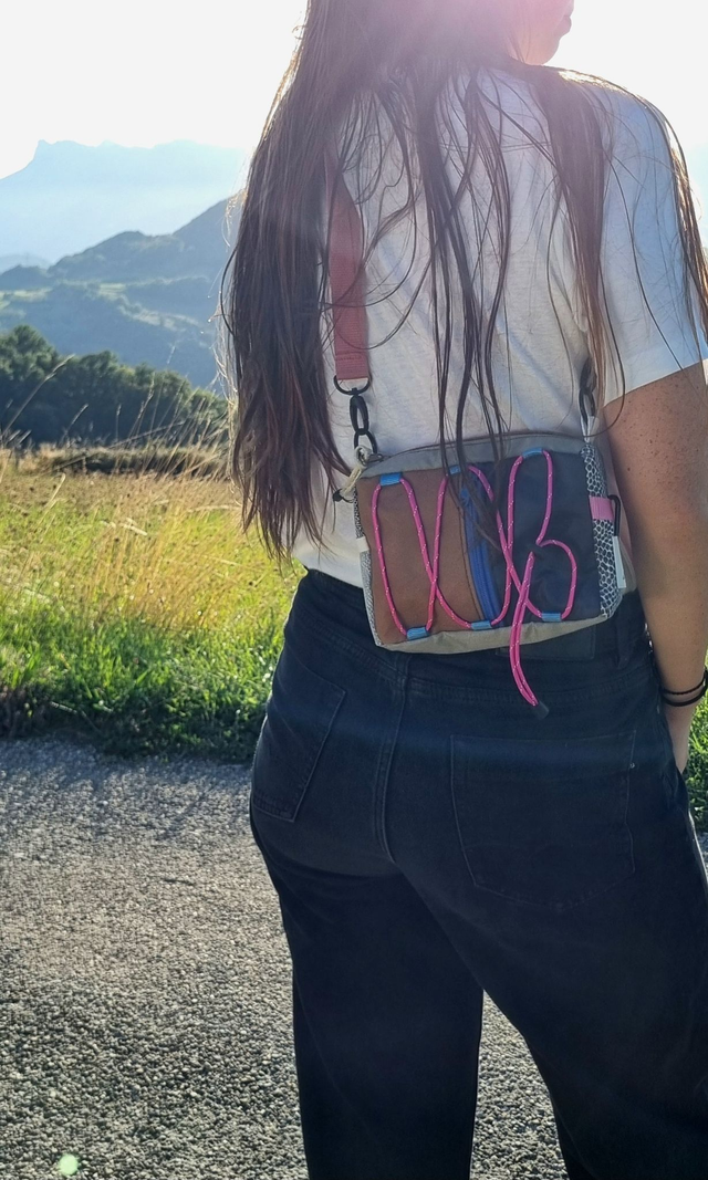 Sac upcyclé dominante rose, bleu