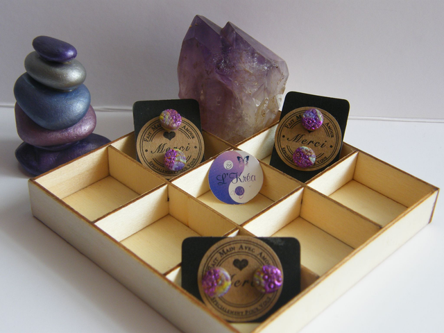 Ronds Texturés Violet/Jaune