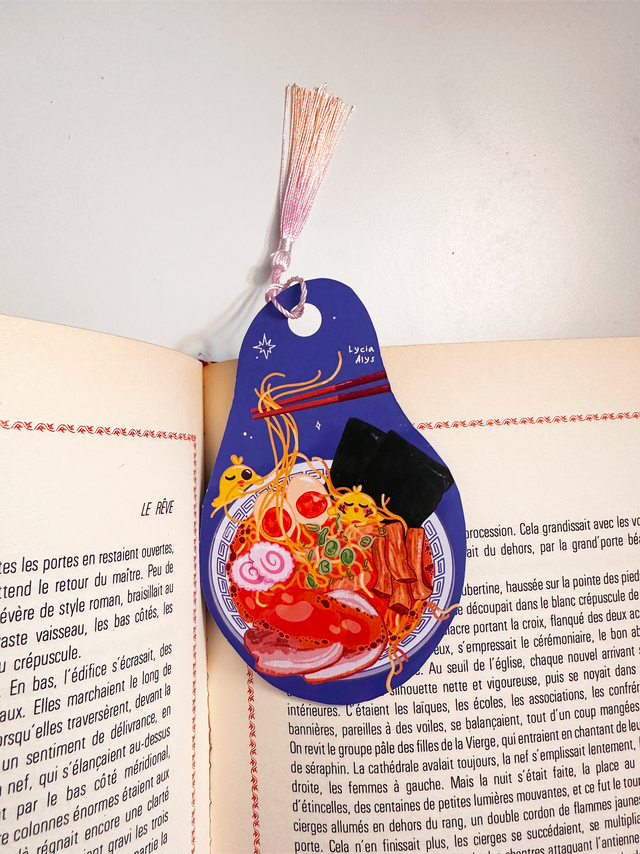 Marque page à pompom - ramen