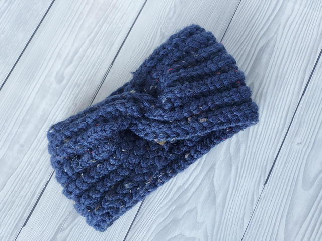 Blue Crochet Ear Warmer, Earwarmers, Crochet Headband, Knit Headband, Child Earwarmer Size 6-12 Months 