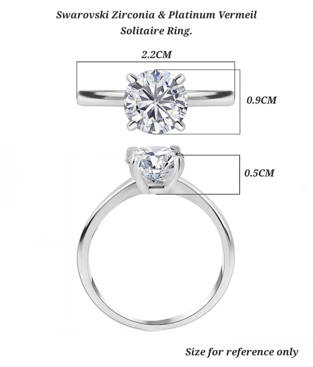 Beautiful Moissanite Solitaire & Platinum Vermeil Ring.