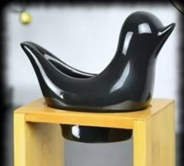Birdy noir - Brûleur en bambou et céramique - pour fondants et huiles parfumées 