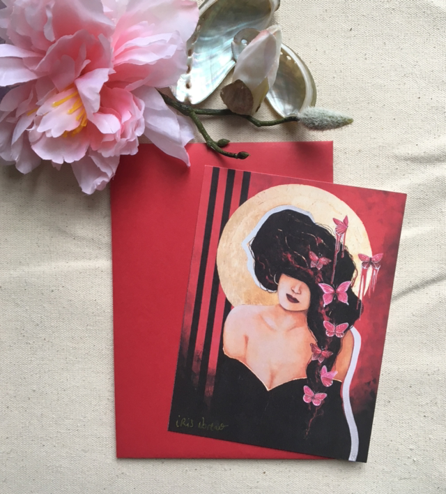 La Femme aux papillons- Carte postale