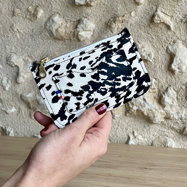 Porte cartes / porte monnaie poilue noir et blanc