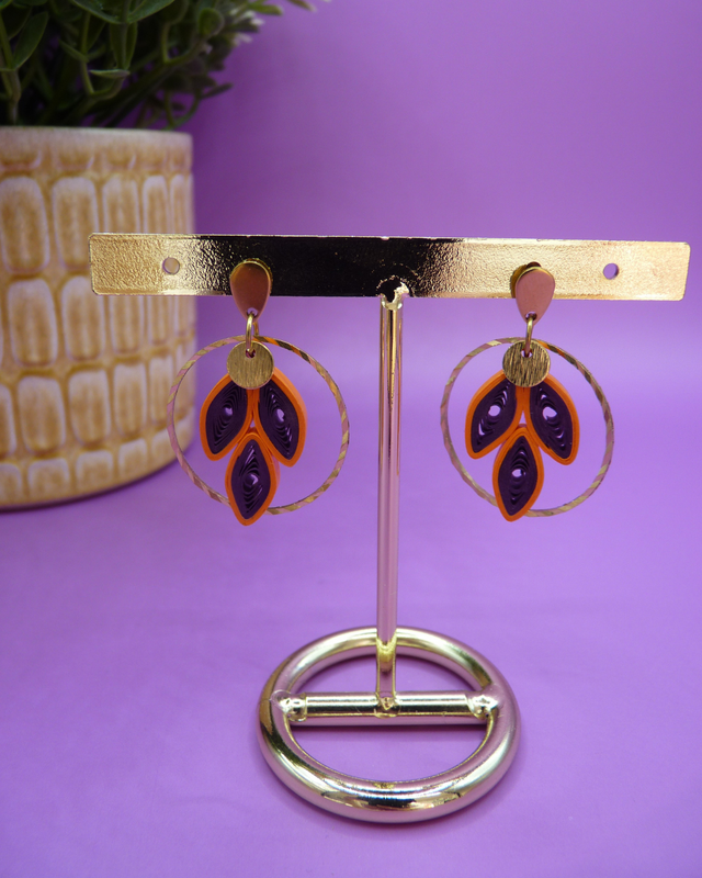 Boucles d'oreilles Calypso - Prune et orange