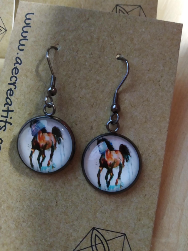 Boucles d&#039;oreilles cabochons chevaux 
