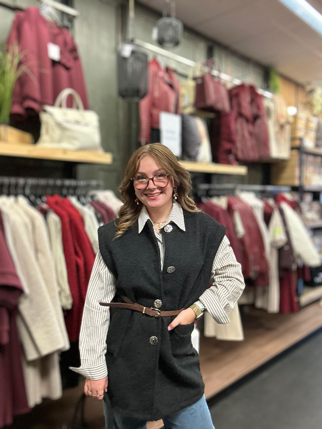 Bodywarmer met riem zwart