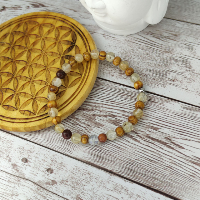 Bracelet lithothérapie &quot;Citrine et Bois&quot; 