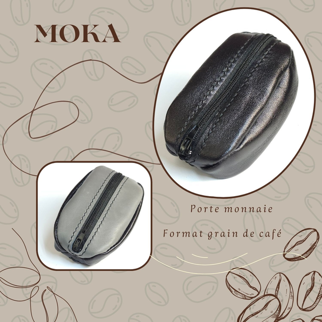 MOKA porte monnaie Grain de café - Noir / Gris