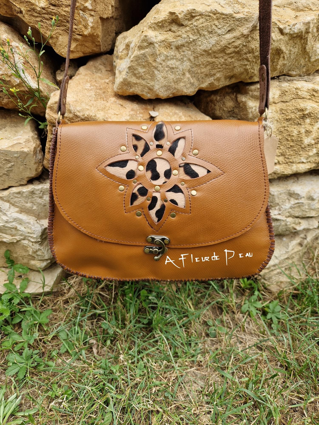 Sac 100% cuir motif léopard 