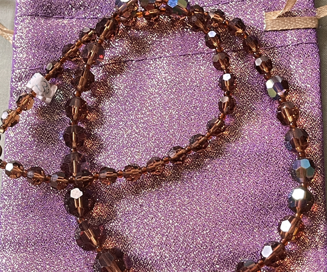 Böhmische Glasperlen Collier braun facette