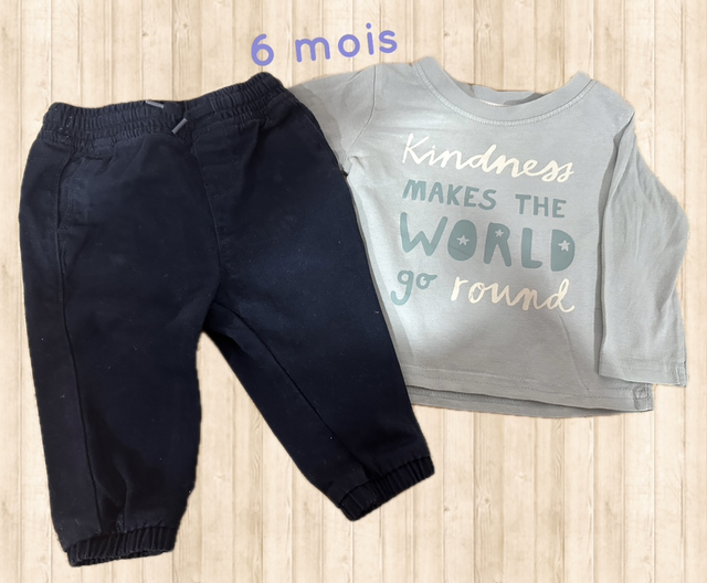 Ensemble pantalon, teeshirt ML, kiabi 