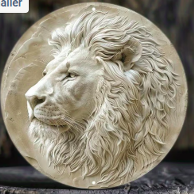 Wanddecoratie metalen bord Afrikaanse Leeuw (20cm diameter)