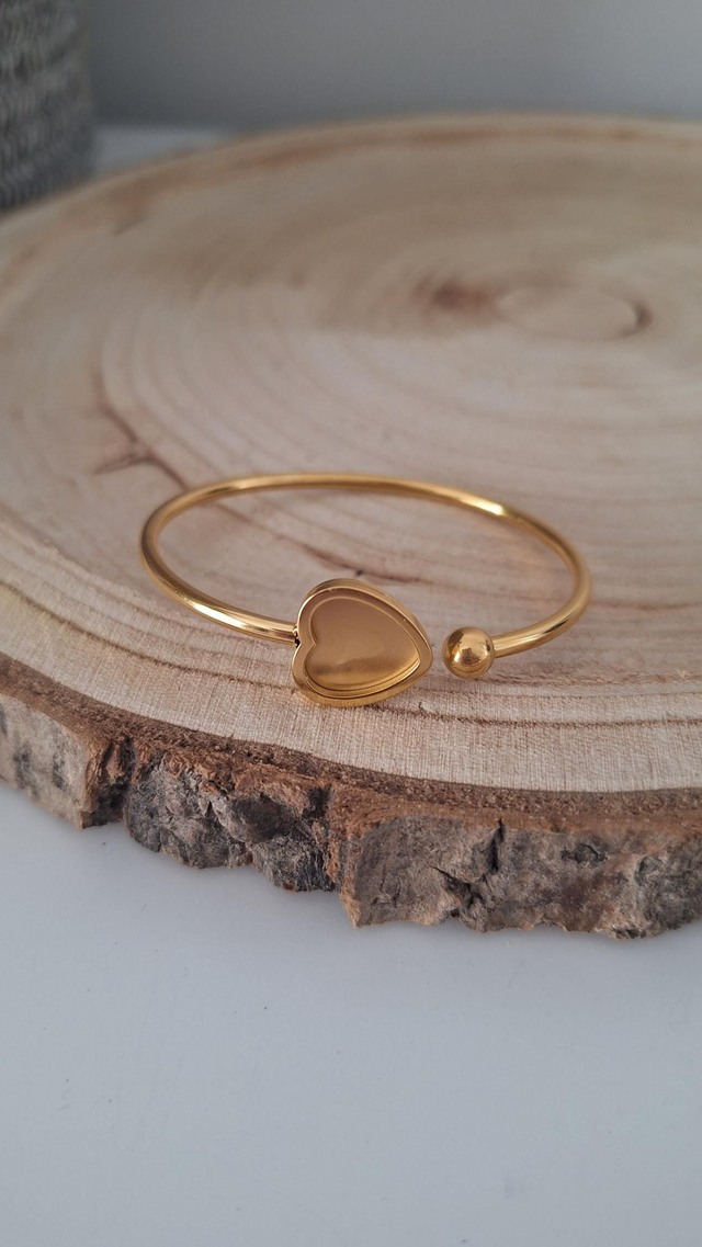Bracelet Jonc Cœur Doré Personnalisable 