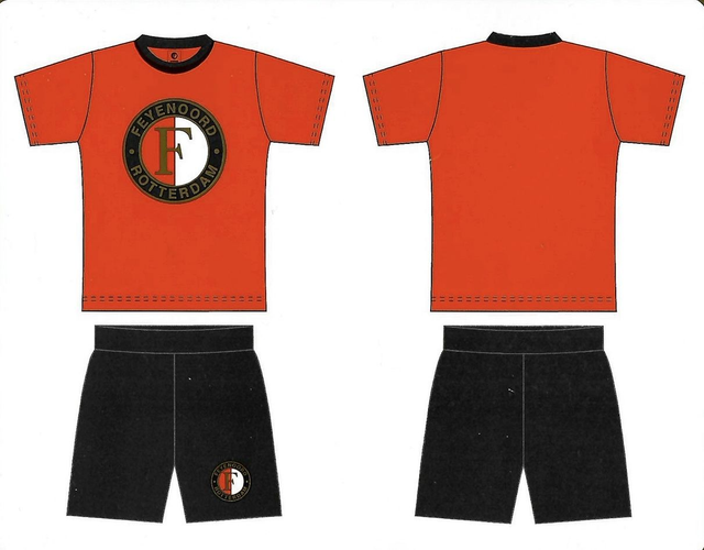 Feyenoord Shortama voor kinderen - Groot logo - rood/zwart